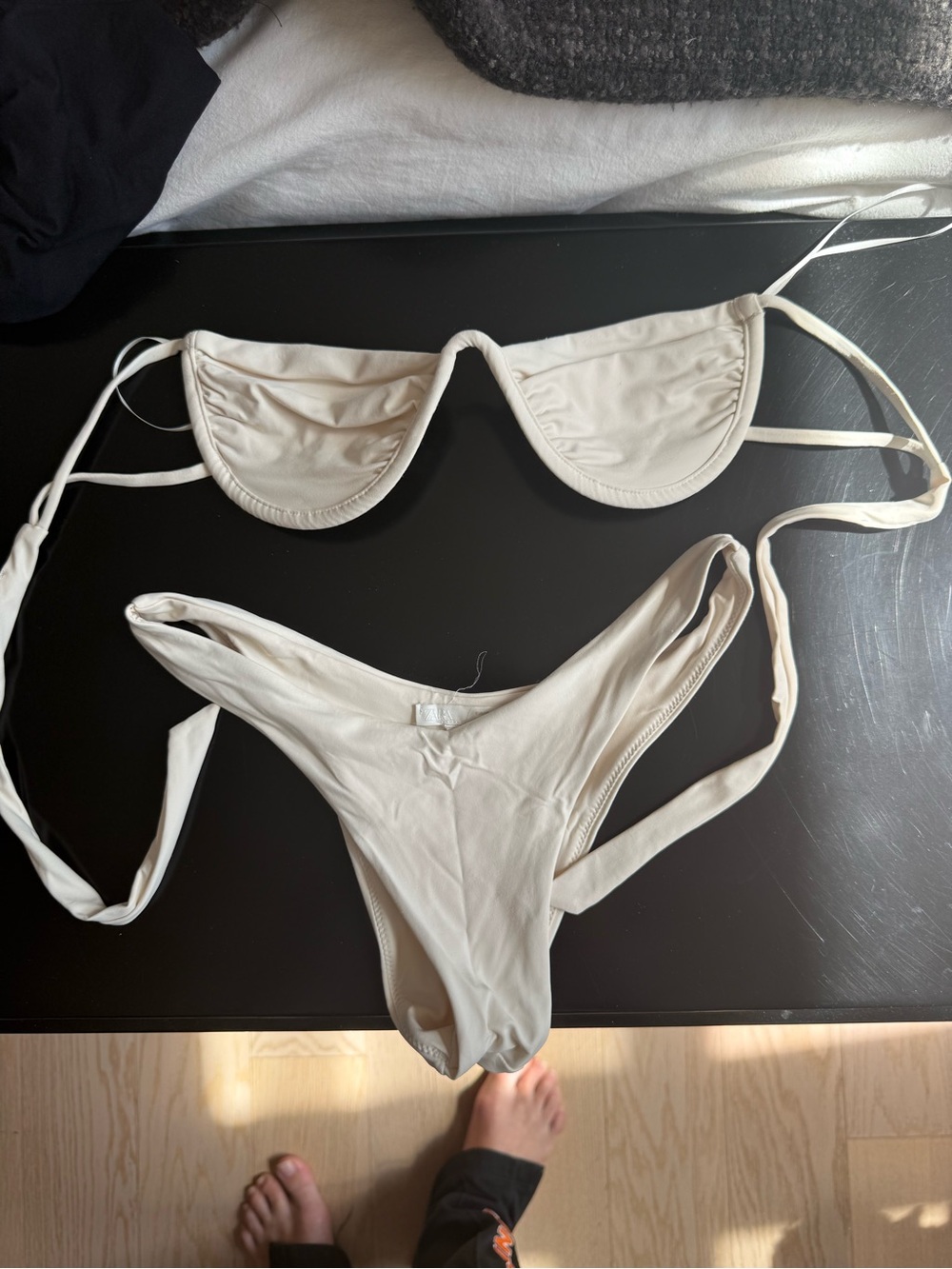 Zara Cream Minimal Two-Piece Bikini Set